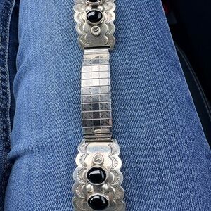 Fritson Toledo, Navajo Sterling Silver and Black onyx Apple Watch band.